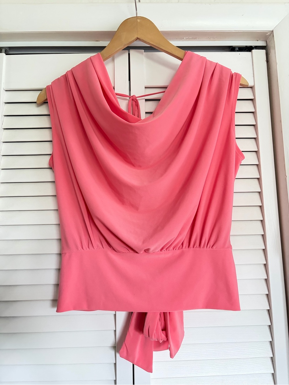 2000s Cowl neck draped backless tie sleeveless top